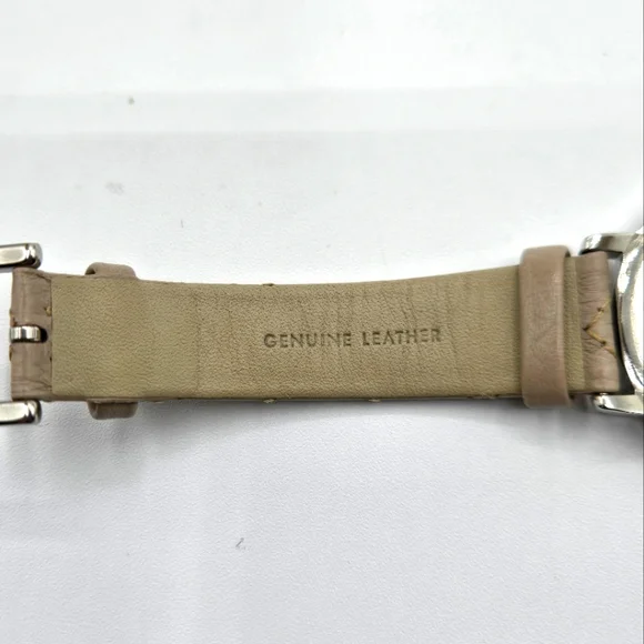KATE SPADE Genuine Leather Watch Silver Metal Framed Face Taupe Leather - Picture 6 of 9